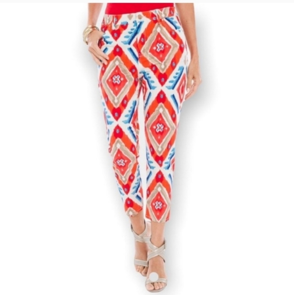 Chico’s Ikat Print Platinum Crop Pants Size .5 (6)